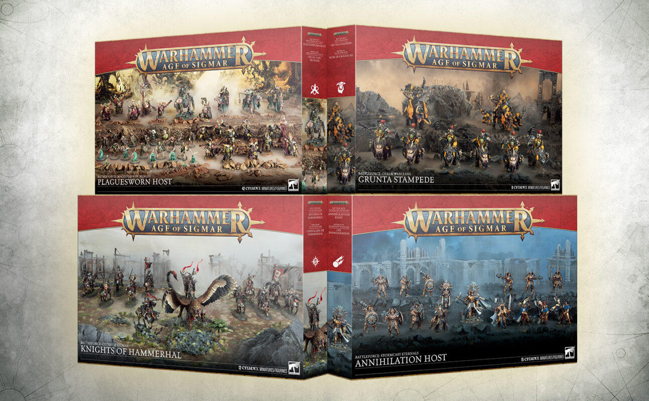 Selección de cajas oficiales Battleforce de Age of Sigmar para Navidad de 2026